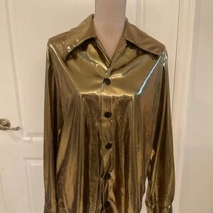 California Costume Gold Long Sleeve Button Down Shirt size XL